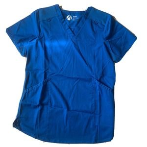 New Womens Adar Responsive Active V-Nevk Scrub Top Royal Blue XS